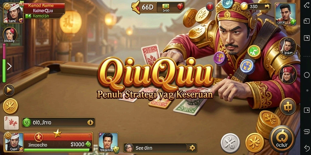 Screenshot permainan QiuQiu yang menampilkan suasana kompetitif.