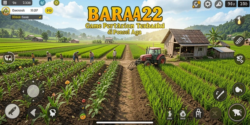 Tampilan gameplay BARA22 yang menampilkan aktivitas pertanian.