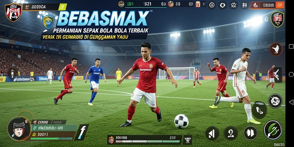 Gambaran gameplay sepak bola yang mendebarkan dan realistis di BEBASMAX.