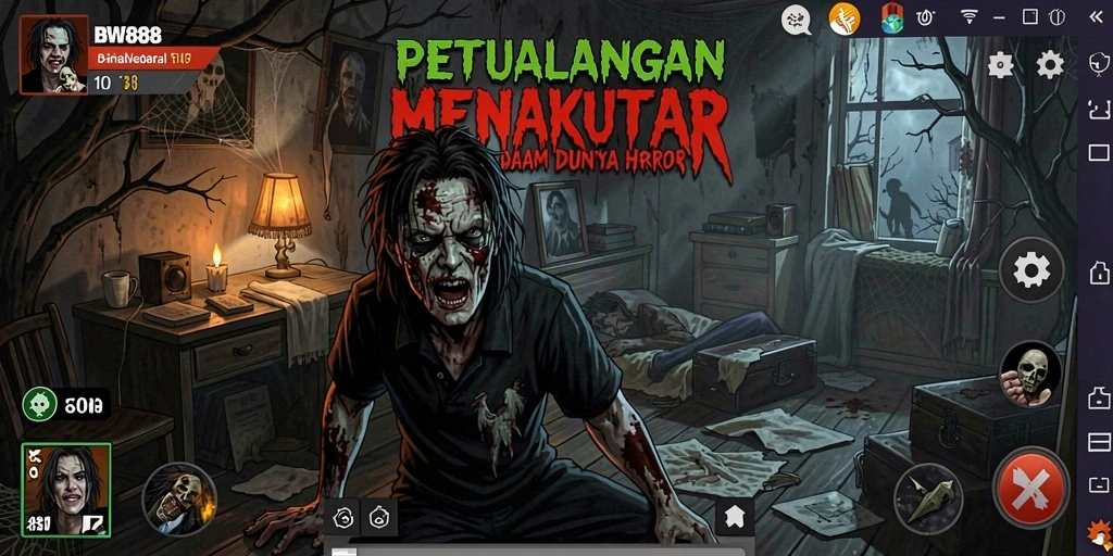 Tangkapan layar gameplay BW888 yang menegangkan dan menyeramkan.