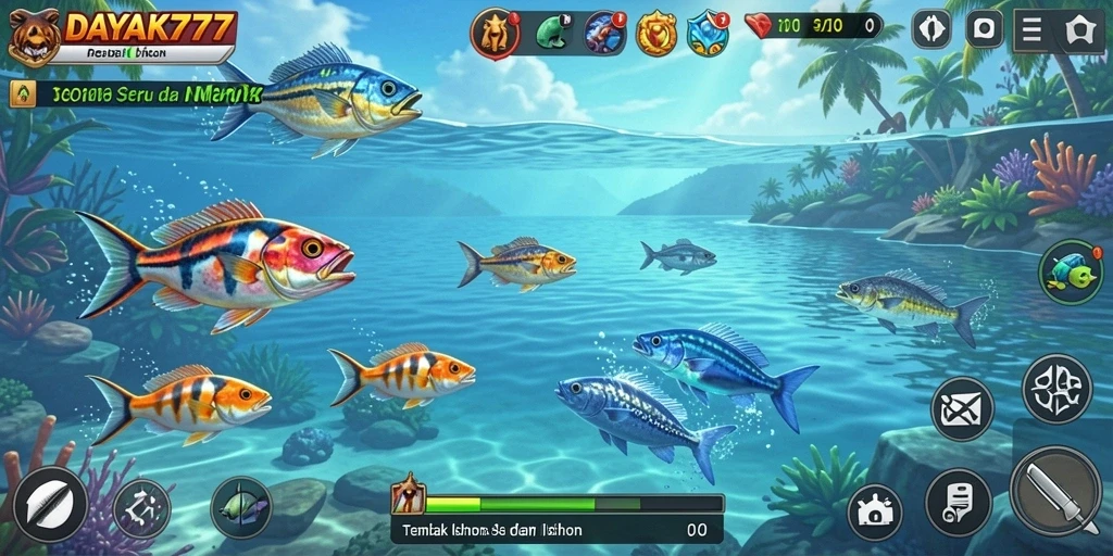 Tampilan gameplay seru dari permainan Tembak Ikan DAYAK777.