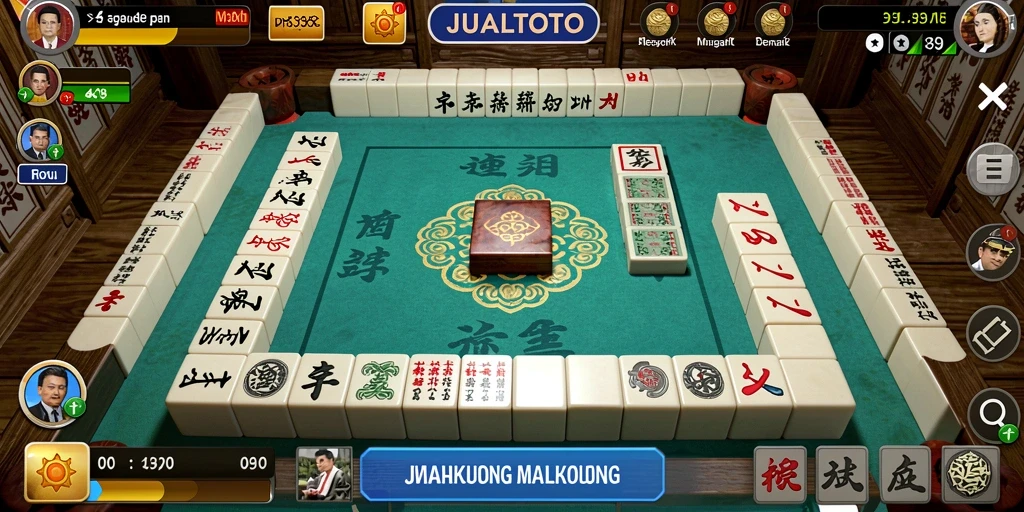 Screenshot gameplay JUALTOTO dengan tampilan ubin Mahjong menarik.
