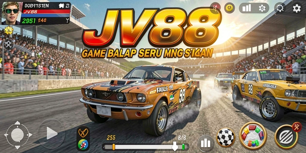 Tampilan menarik dari gameplay balapan JV88 yang seru.