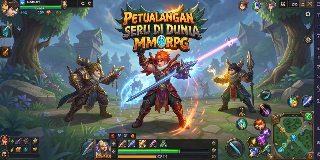 Tangkapan layar utama MAMEN123 menampilkan aksi seru dalam gameplay MMORPG.