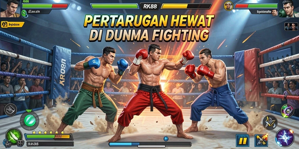 Screenshot RK88 menampilkan aksi pertarungan yang intens dan karakter beragam.
