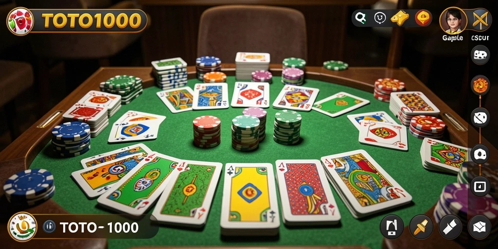 Tangkapan layar gameplay TOTO1000 yang menampilkan suasana Gaple.