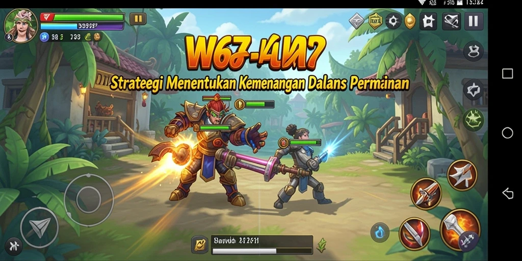 Tampilan gameplay W67 memperlihatkan pertarungan strategi yang mendebarkan.