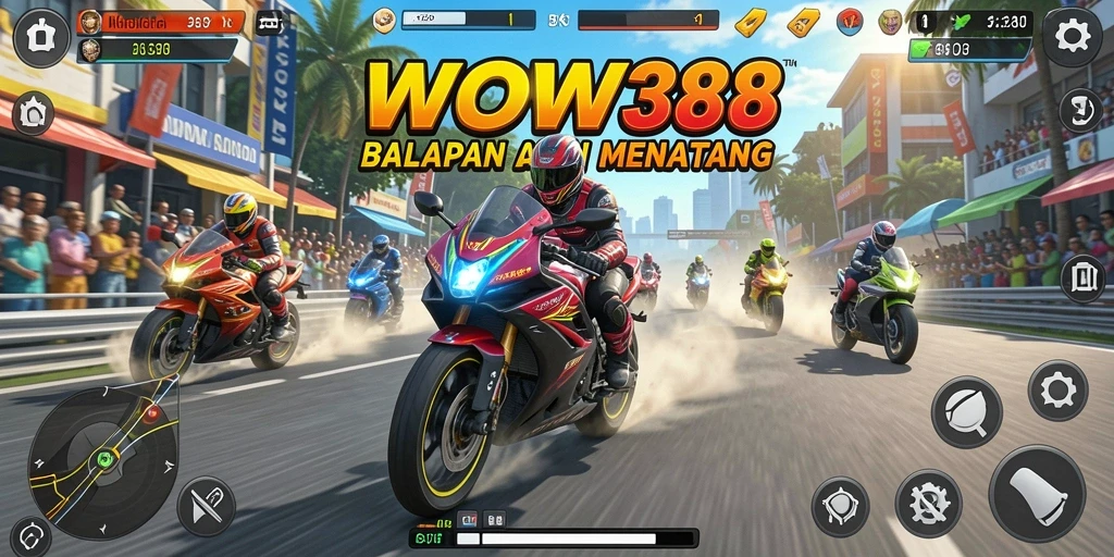 Tampilan gameplay seru di WOW388 dengan aksi balapan motor yang mendebarkan.
